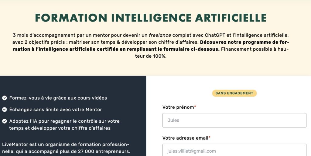 La formation IA de LiveMentor